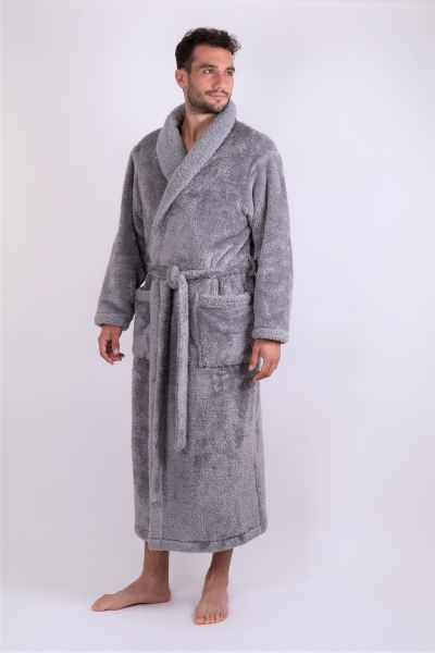 ALTA dlouhý unisex župan se šálovým límcem, Šedá, vel. S, galerie